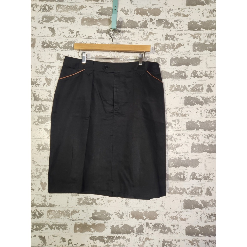 Lauren Ralph Lauren Black Skirt Size 16 Leather Trim Equestrian Western Vintage